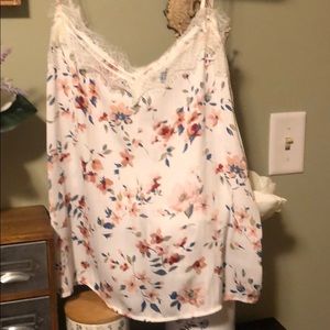 Hollister Lace Trim Floral Satin Cami Sz XS